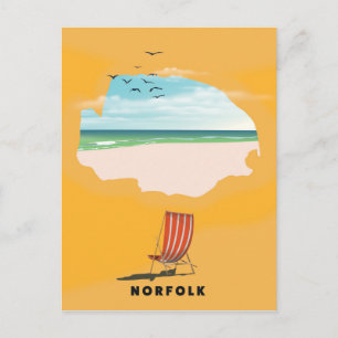Cartão Postal Poster de viagens ilustrado do Norfolk Map