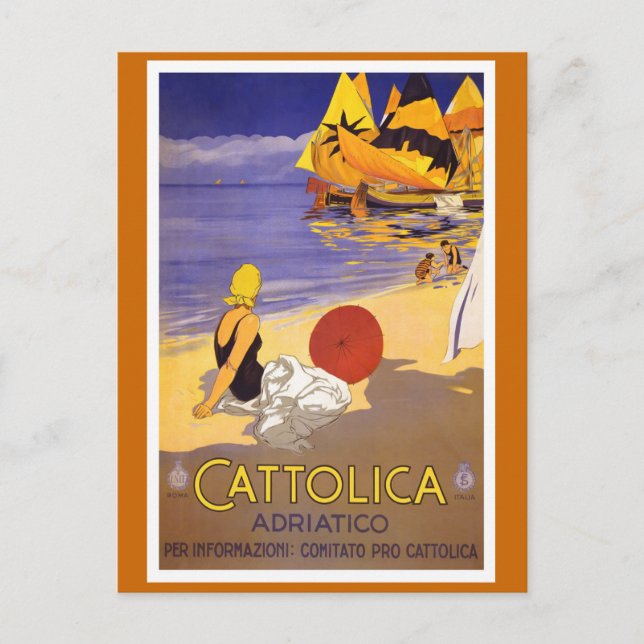 Cartão Postal poster de viagens italiano "Cattolica" (Frente)