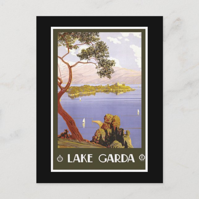 Cartão Postal poster de viagens italiano "Lake Garda" (Frente)