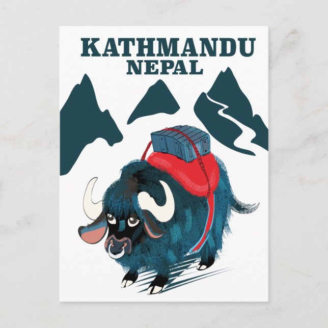 Cartão Postal Poster de viagens Katmandu Nepal (Frente)