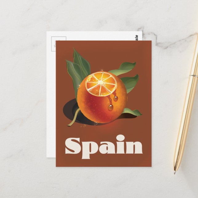 Cartão Postal poster de viagens laranja espanha (Frente/Verso In Situ)