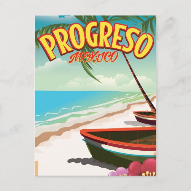 Cartão Postal Poster de viagens Mexicano Progresso (Frente)