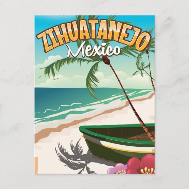 Cartão Postal Poster de viagens mexicano Zihuatanejo (Frente)