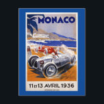 Cartão Postal Poster de viagens Mônaco, corrida de carros de 193<br><div class="desc">Viagens vintage de Mônaco,  poster de 1936.</div>