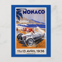 Poster de viagens Mônaco, corrida de carros de 193