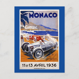 Cartão Postal Poster de viagens Mônaco, corrida de carros de 193