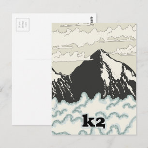 Cartão Postal Poster de viagens Montanha K2