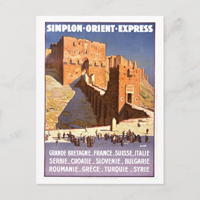 Cartão Postal Poster de viagens Orient Express (Frente)