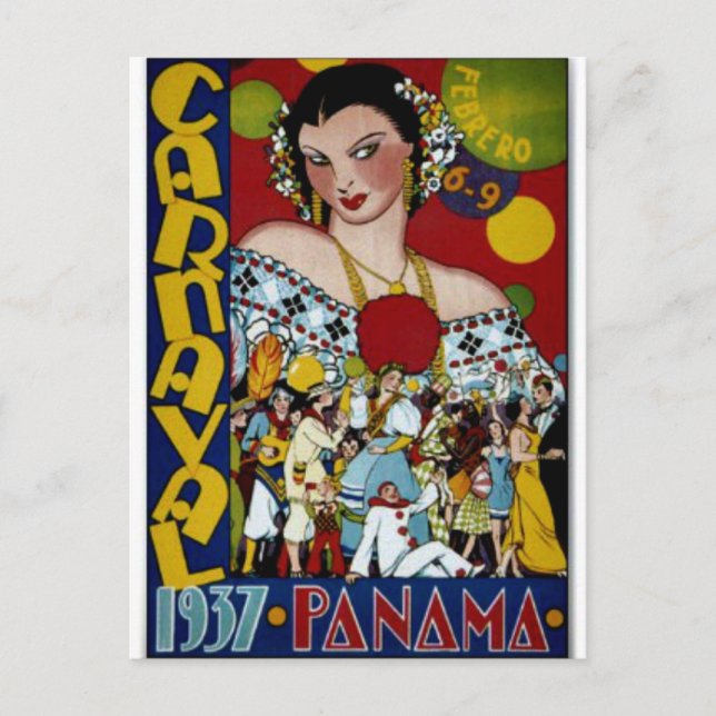Cartão Postal Poster de viagens Panamá, 1937 (Frente)