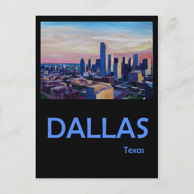 Cartão Postal Poster de viagens Retro Dallas Texas (Frente)
