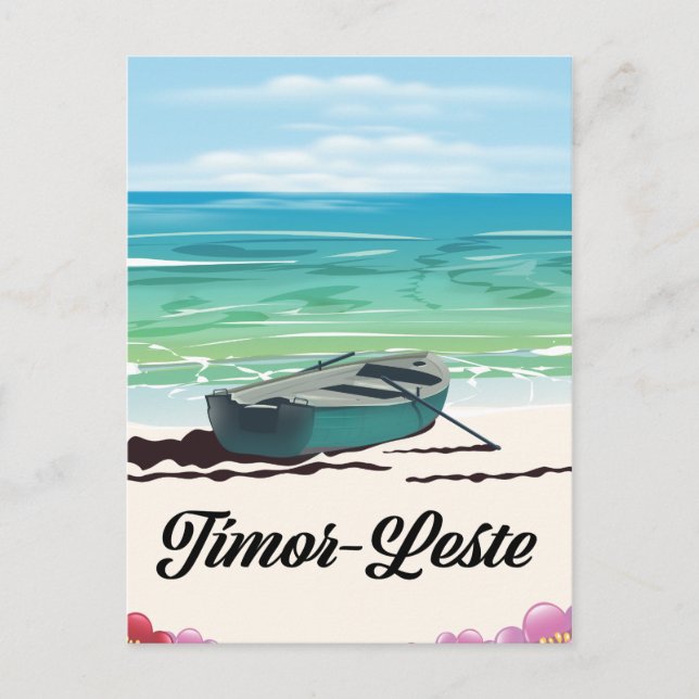 Cartão Postal Poster de viagens retrô de Timor-Leste. (Frente)
