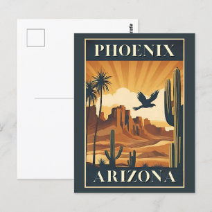 Cartão Postal Poster de viagens RetroArizona Phoenix