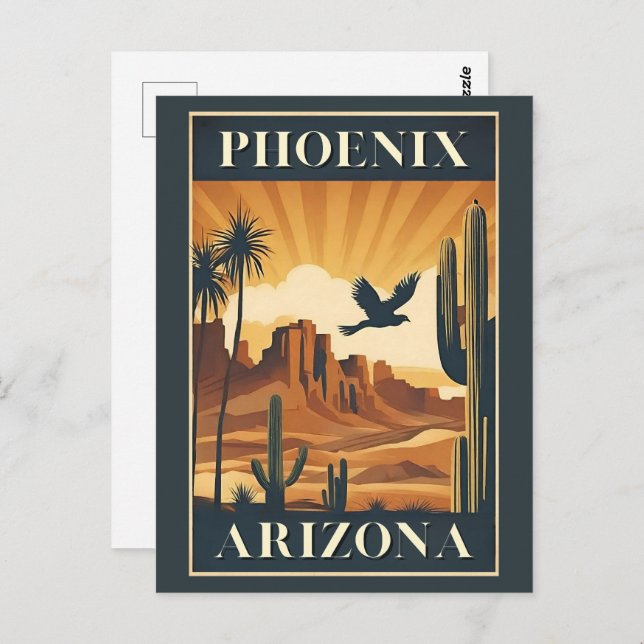 Cartão Postal Poster de viagens RetroArizona Phoenix (Frente/Verso)