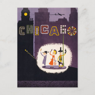 Cartão Postal Poster de viagens Retroativo de Chicago Illinois V