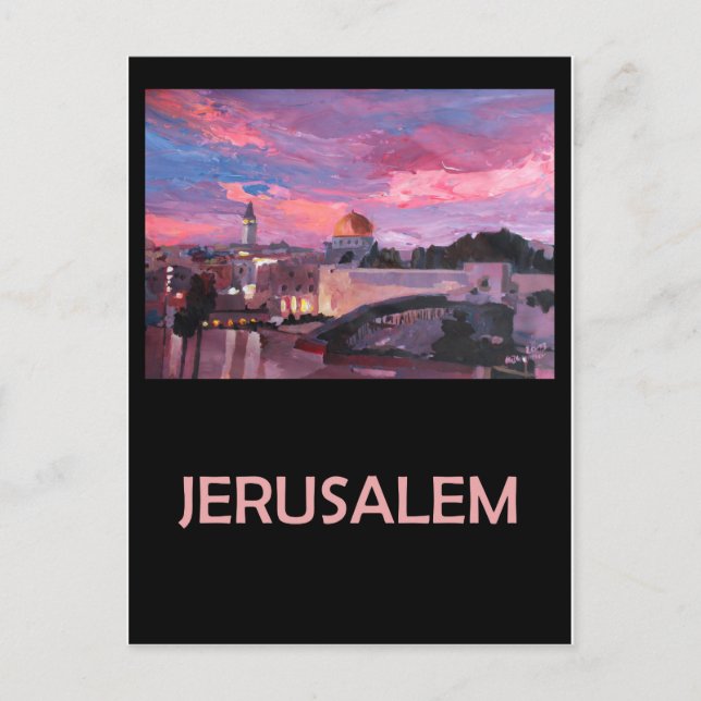 Cartão Postal Poster de viagens Retroativo de Jerusalém Israel (Frente)