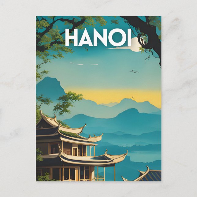 Cartão Postal Poster de viagens Retroativo Hanoi (Frente)