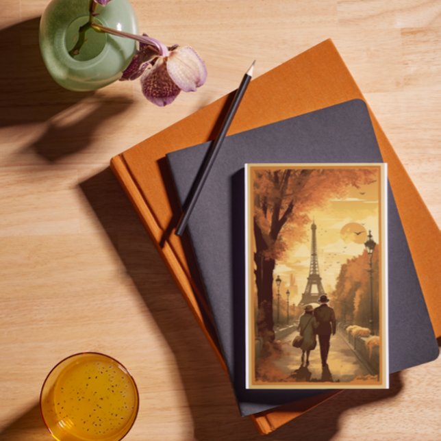 Cartão Postal Poster de viagens, Romance em Paris personalizável (Criador carregado)