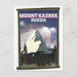Cartão Postal Poster de viagens russo de Monte Kazbek.