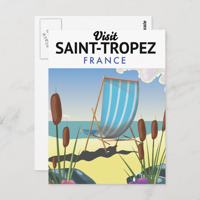 Cartão Postal poster de viagens santo Tropez França (Frente/Verso)