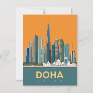 Cartão Postal Poster de viagens Skyline do Qatar de Doha Vintage