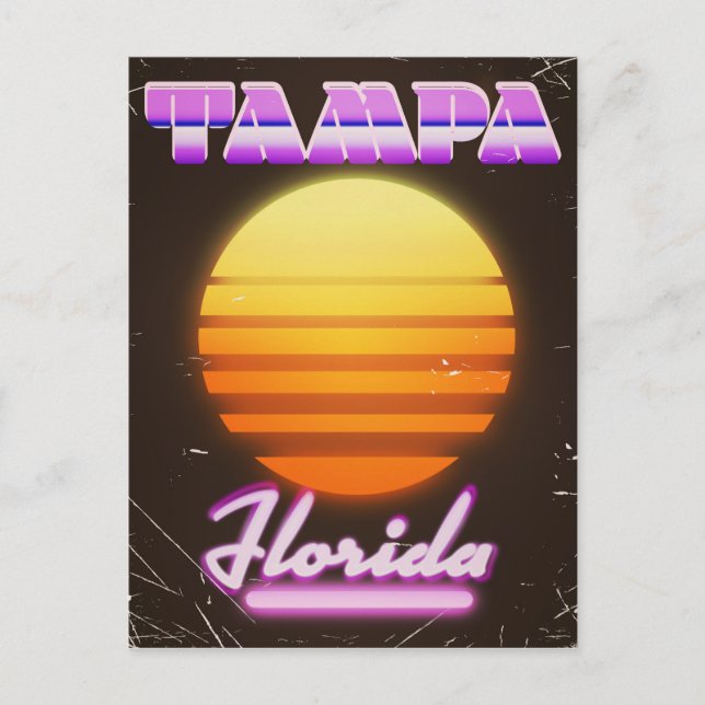 Cartão Postal Poster de viagens Tampa Florida dos anos 80 (Frente)