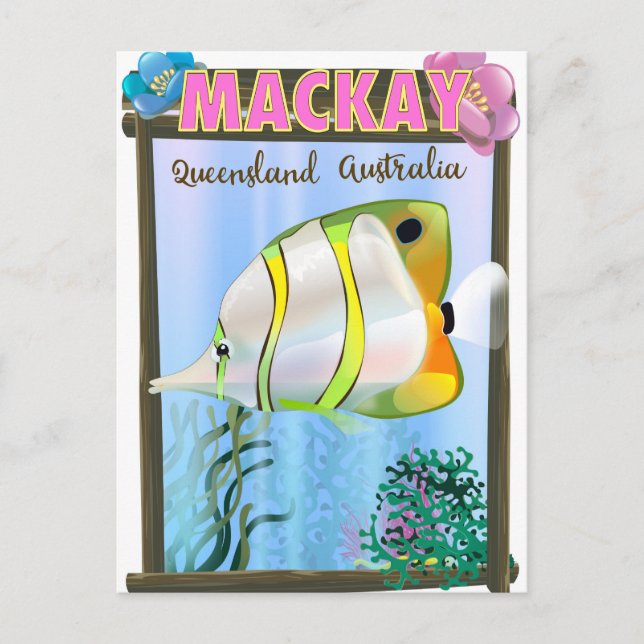 Cartão Postal Poster de viagens tropical da Austrália Mackay (Frente)