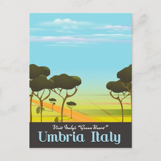 Cartão Postal Poster de viagens Umbria Itália (Frente)