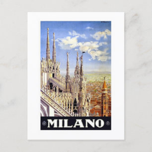 Cartão Postal Poster de viagens Vintage 1920 Duomo di Milano It
