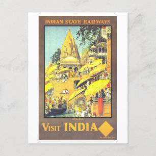 Cartão Postal Poster de viagens Vintage Benares India