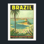Cartão Postal Poster de viagens Vintage Brasil<br><div class="desc">Este postal é uma reprodução de uma poster de viagens vintage para o Brasil.</div>