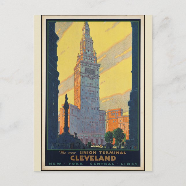Cartão Postal Poster de viagens Vintage Cleveland Ohio (Frente)