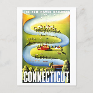 Cartão Postal Poster de viagens Vintage Connecticut