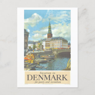 Cartão Postal Poster de viagens Vintage Copenhagen Denmark