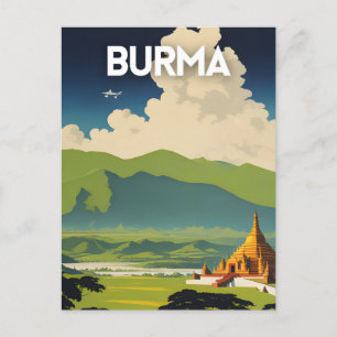 Cartão Postal Poster de Viagens vintage da Birmânia