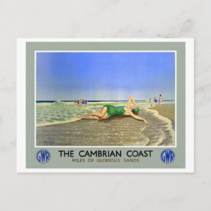 Cartão Postal Poster de Viagens vintage da Costa Cambriana
