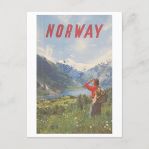 Cartão Postal Poster de viagens Vintage da Noruega