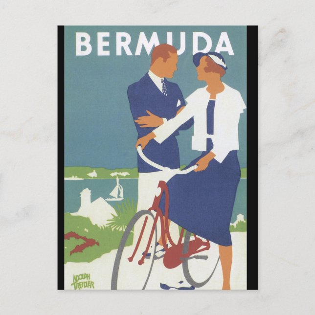 Cartão Postal Poster de Viagens vintage das Bermudas (Frente)