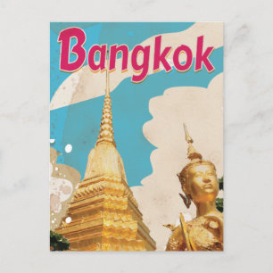 Cartão Postal Poster de Viagens vintage de Bangkok