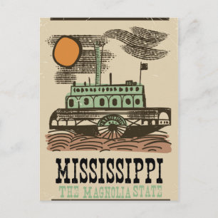Cartão Postal Poster de viagens vintage de barco do rio Mississi
