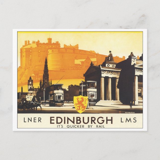 Cartão Postal Poster de Viagens vintage de Edimburgo (Frente)