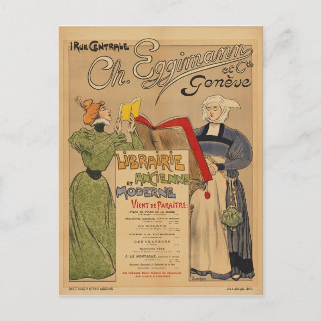 Cartão Postal Poster de Viagens vintage de Genebra (Frente)