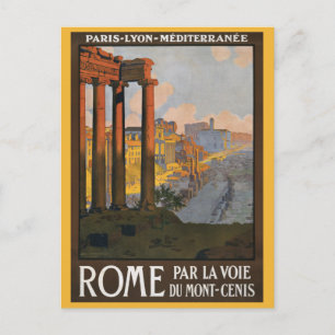 Cartão Postal Poster de Viagens vintage de Roma restaurada