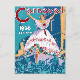 Cartão Postal Poster de Viagens vintage do Carnaval do Panamá Re