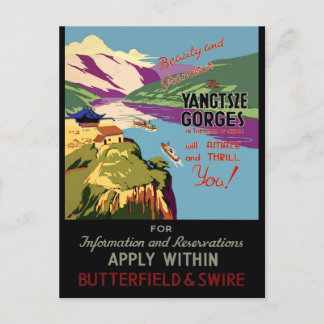 Cartão Postal Poster de viagens vintage do China Yangtsze