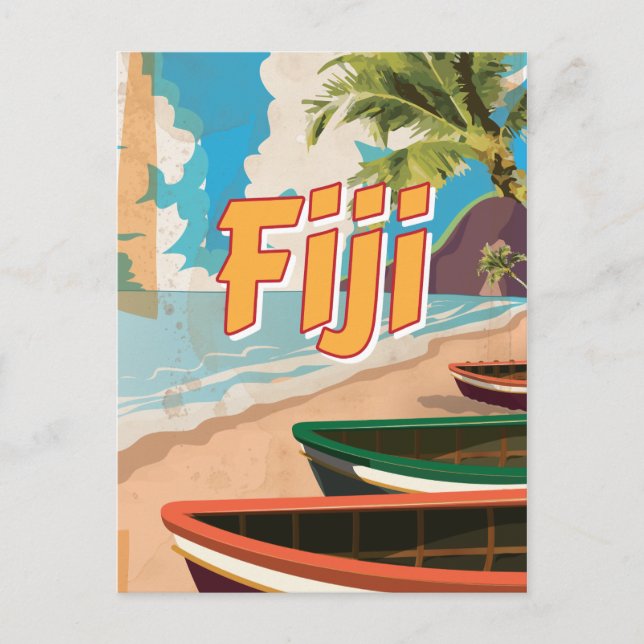 Cartão Postal Poster de Viagens vintage Fiji (Frente)