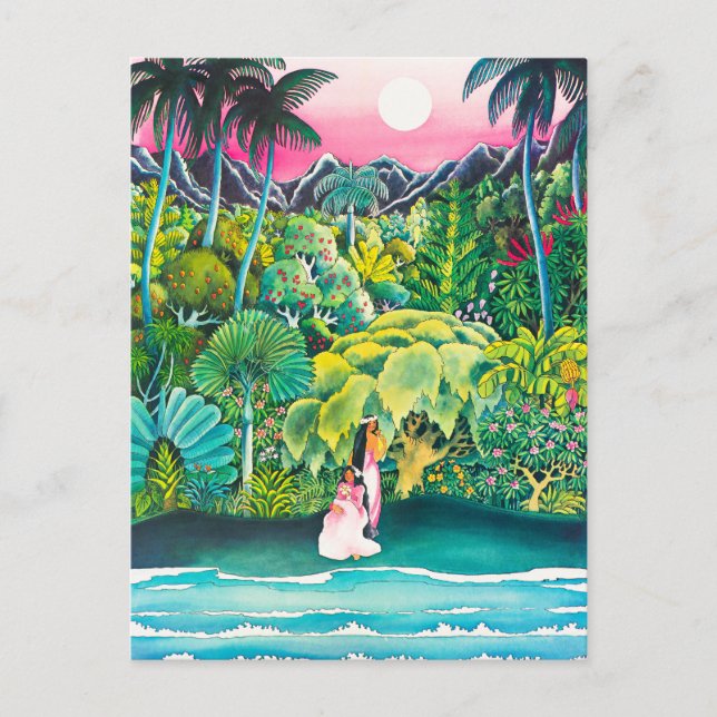 Cartão Postal Poster de viagens Vintage Hawaii (Frente)