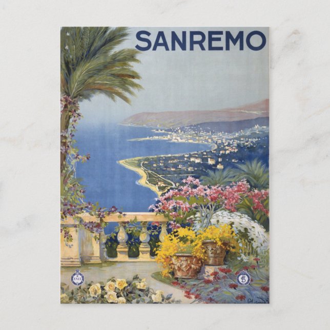 Cartão Postal Poster de viagens Vintage Itália (Frente)