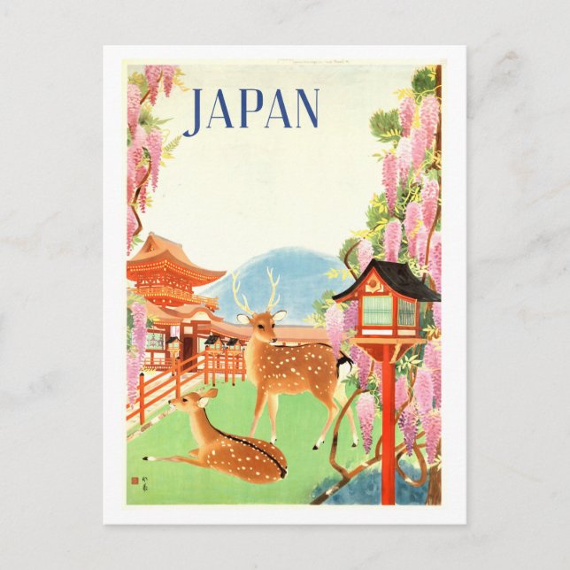 Cartão Postal Poster de viagens Vintage Japão (Frente)