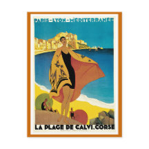 poster de Viagens vintage La Plage de Calvi