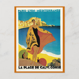 Cartão Postal poster de Viagens vintage La Plage de Calvi
